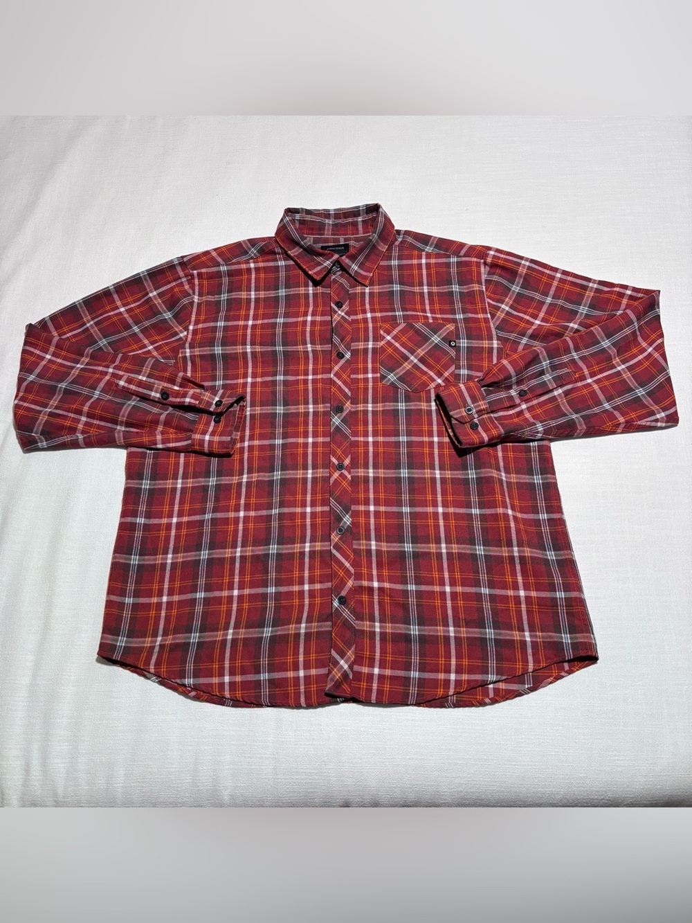 Mens Marmot Wool Blend Plaid Button Down Long Sleeve Shirt | Rust Red | Size XXL